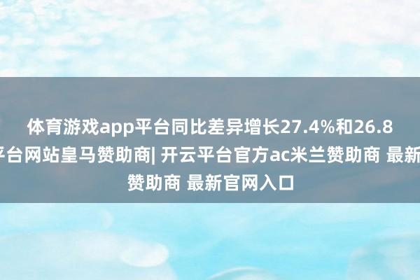 体育游戏app平台同比差异增长27.4%和26.8%-开云平台网站皇马赞助商| 开云平台官方ac米兰赞助商 最新官网入口